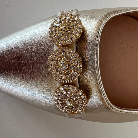 Jack Rogers Metallic Rhinestone Pointed Ballet Flat, size 10 - Picture 7 of 13